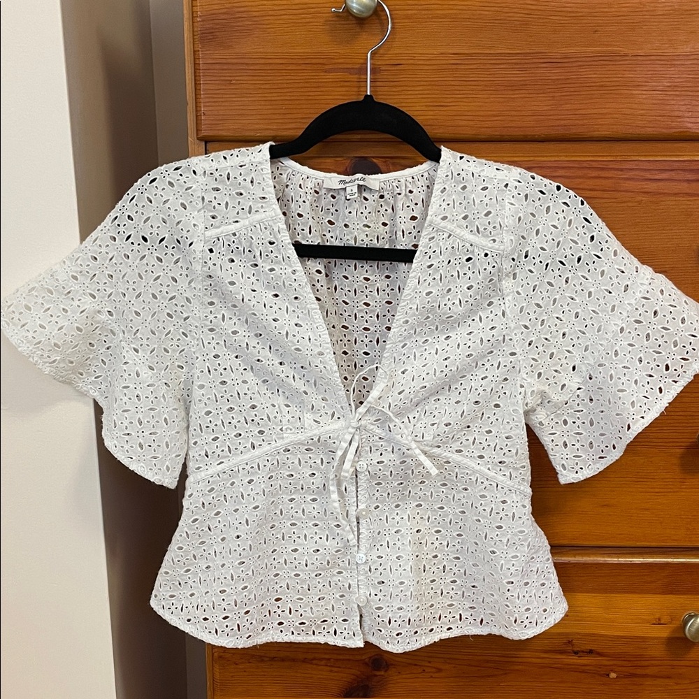 Madewell Eyelet Tie-Front Top